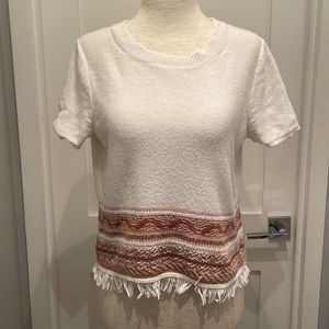 Madewell knitted crop tee with embroidery and tassel details